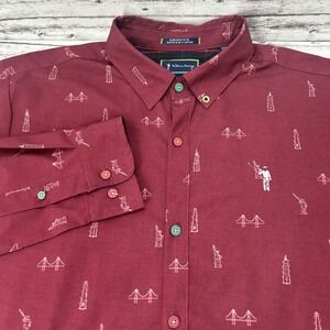 William Murray Button Up Shirt Men's L Golf Flip Cuff NY Landmarks Performance